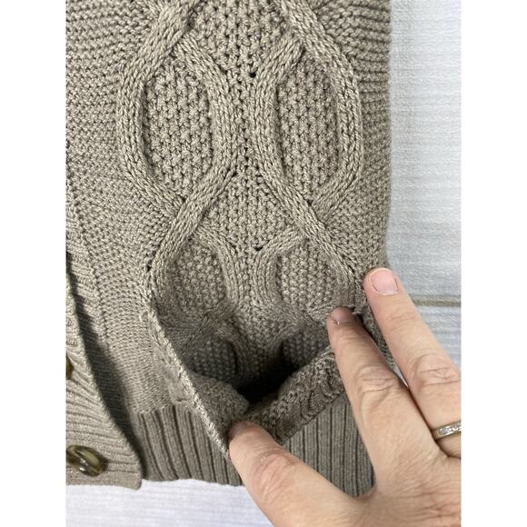Gap Womens Cardigan Sz XS Brwon Short Sleeve Cable Knit Button-Up Sweater Pocket - Picture 6 of 8